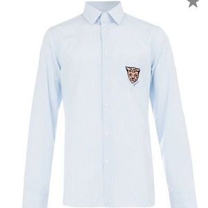 Authentic Gucci leopard crest striped shirt